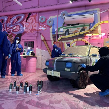 Graffiti workshop in Vilnius — team building on cars