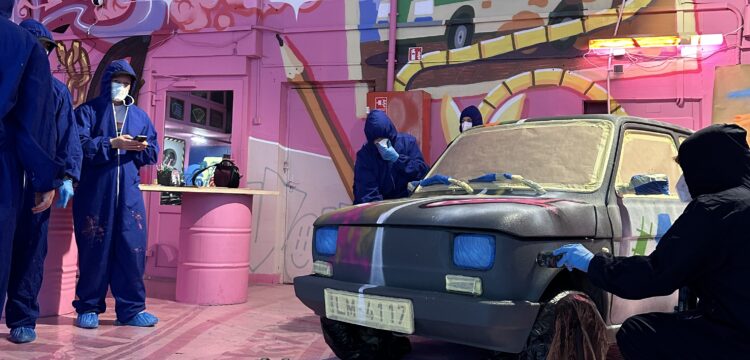 Graffiti workshop in Vilnius — team building on cars